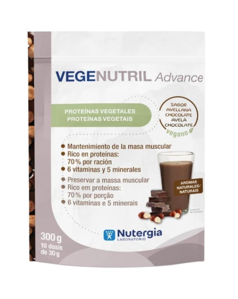 VegeNutril Advance Avelã Chocolate - 300 grs - Nutergia - naturvida.pt