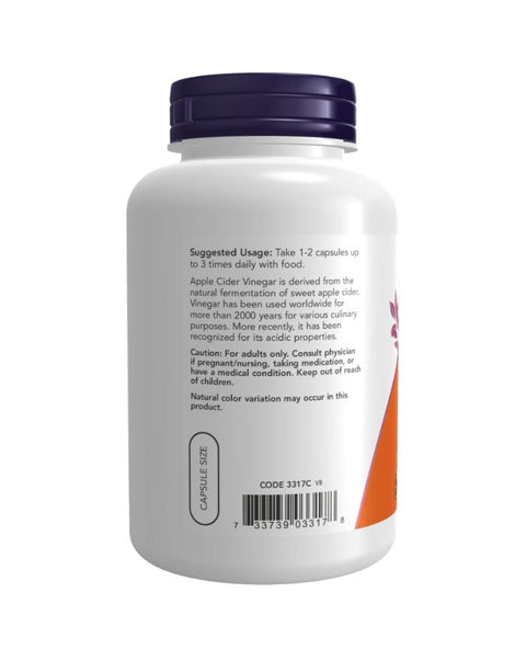 Apple Cider Vinegar 450mg - 180 Cápsulas - Now Foods - naturvida.pt