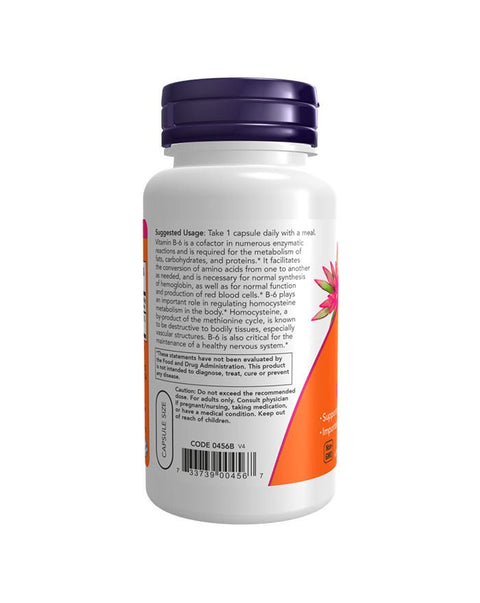 Vitamina B6 100mg - 100 Cápsulas - Now Foods - naturvida.pt