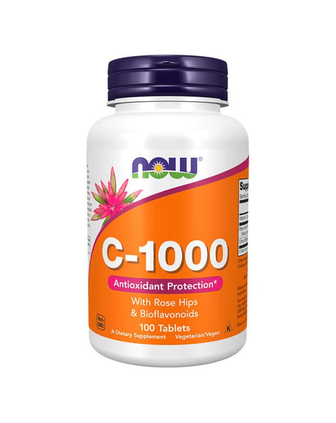 Vitamina C - 1000 c/ Rosa Mosqueta e Bioflavonóides - 100 Comprimidos - Now Foods - naturvida.pt