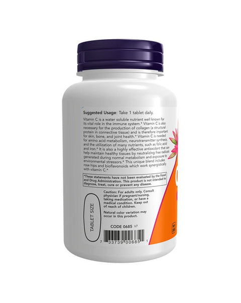Vitamina C - 1000 c/ Rosa Mosqueta e Bioflavonóides - 100 Comprimidos - Now Foods - naturvida.pt