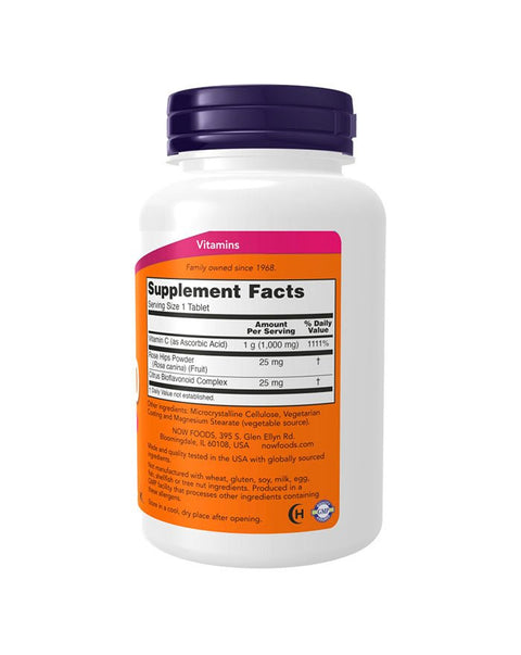 Vitamina C - 1000 c/ Rosa Mosqueta e Bioflavonóides - 100 Comprimidos - Now Foods - naturvida.pt