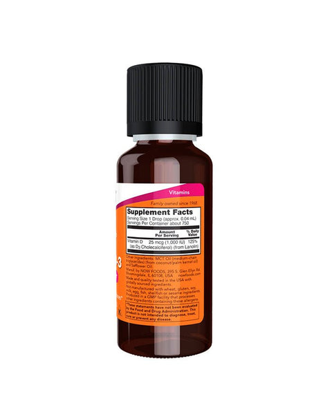 Vitamina D3 1000ui Liquida (Extra Forte) - 30ml - Now Foods - naturvida.pt