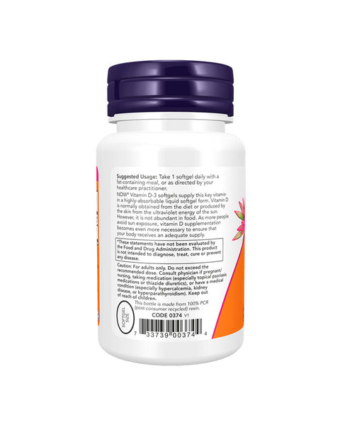 Vitamin D3 5000iu - 120 Capsules - Now Foods