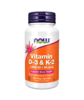 Vitamina D3 & K2 (1000ui / 45ug) - 120 Cápsulas - Now Foods - naturvida.pt