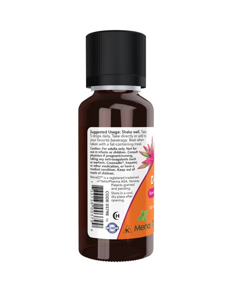 Vitamina D3 & K2 MK - 7 Líquida (2500ui / 100mcg) - 30ml - Now Foods - naturvida.pt