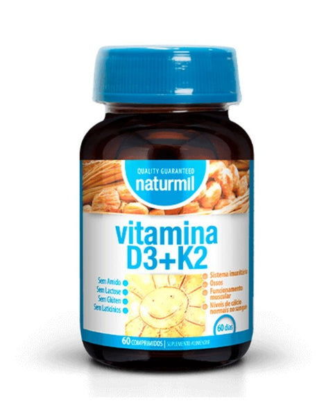 Vitamina D3+K2 - 60 Comprimidos - Naturmil - naturvida.pt