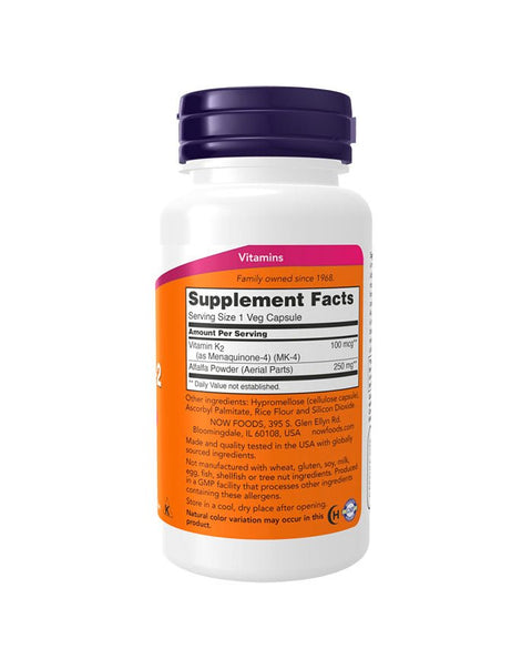 Vitamina K2 100mcg - 100 Cápsulas - Now Foods - naturvida.pt
