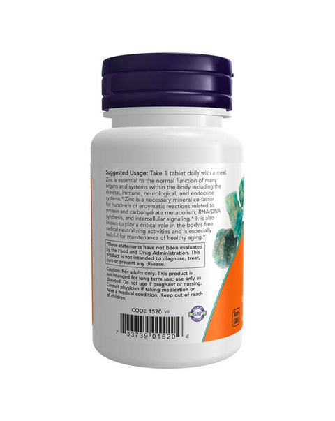 Zinc Gluconate 50mg - 100 Comprimidos - Now Foods - naturvida.pt